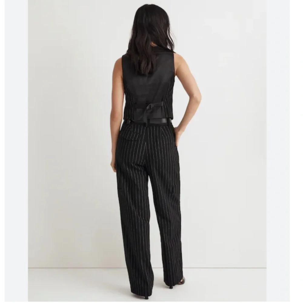 NEW Madewell Cargo Pants in Pinstripe Almost Black - Picture 3 of 9